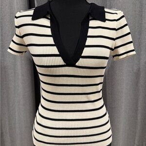 NWT- Striped Black and White Women's Top -Size M